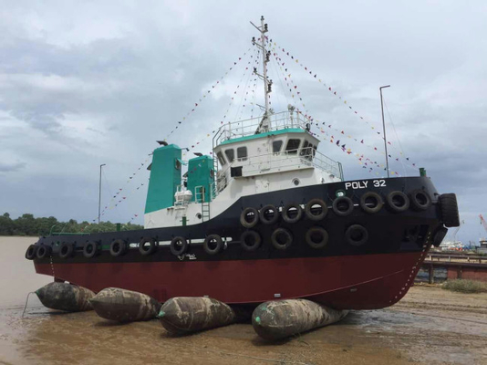 Marine Lifting Barge Launching Airbags Anti High Pressure Black Inflatable Rubber Airbag